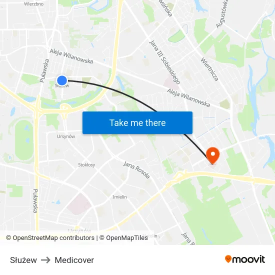 Służew to Medicover map