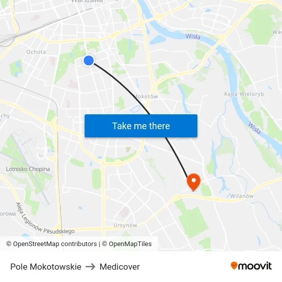 Pole Mokotowskie to Medicover map