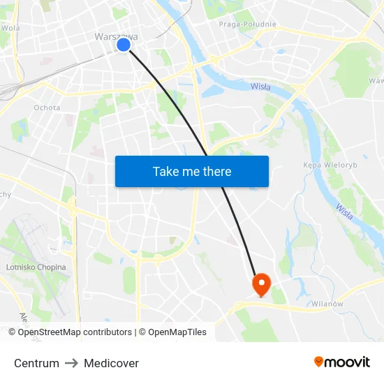 Centrum to Medicover map