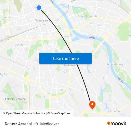 Ratusz Arsenał to Medicover map