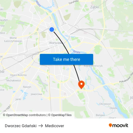 Dworzec Gdański to Medicover map