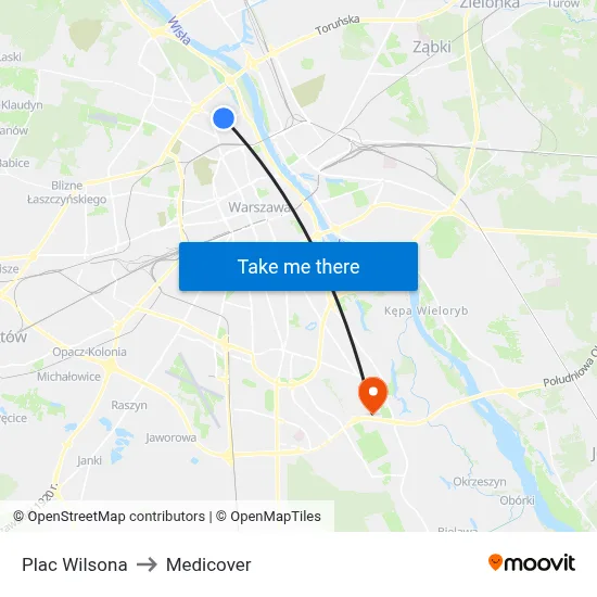 Plac Wilsona to Medicover map
