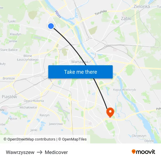 Wawrzyszew to Medicover map