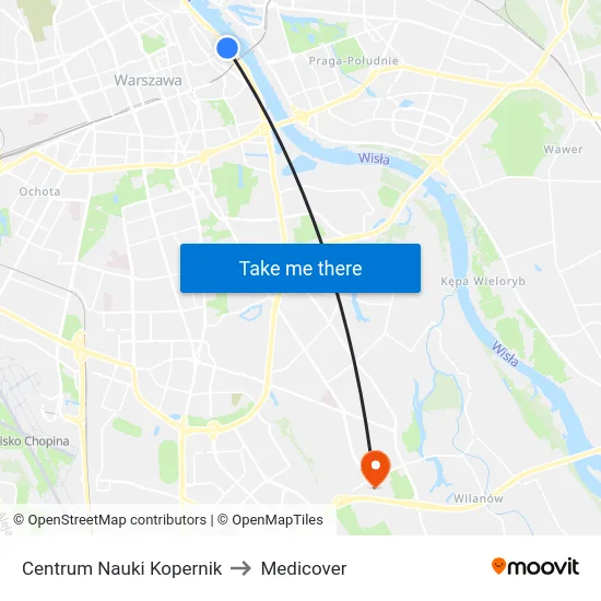 Centrum Nauki Kopernik to Medicover map