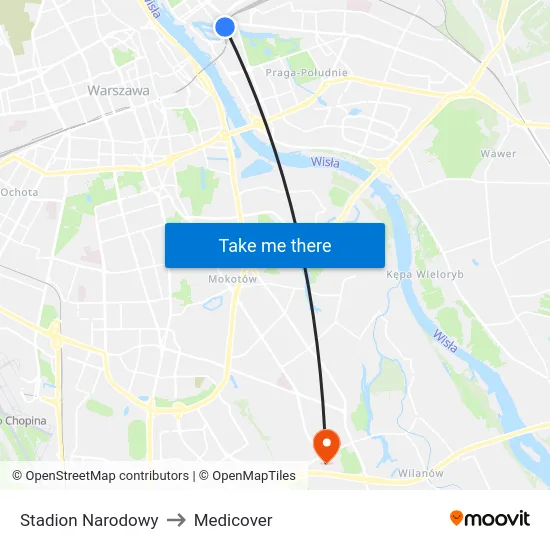 Stadion Narodowy to Medicover map