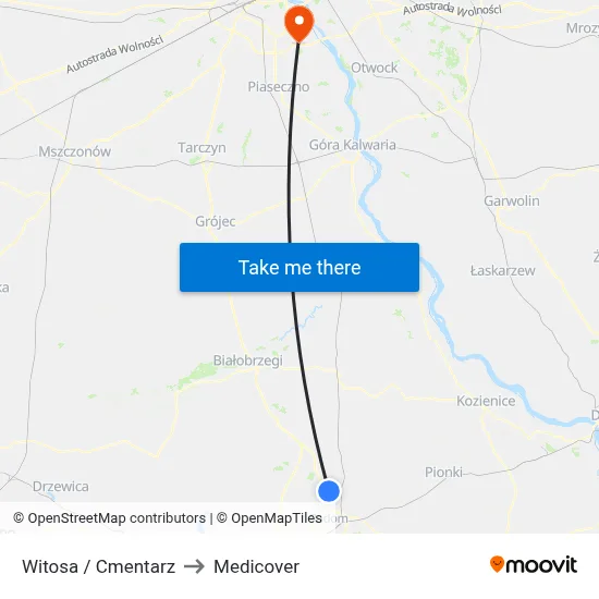 Witosa / Cmentarz to Medicover map