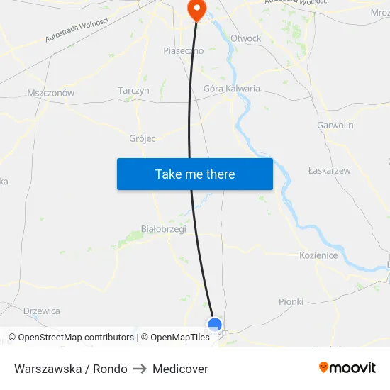Warszawska / Rondo to Medicover map