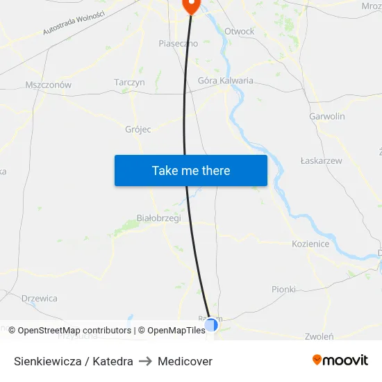 Sienkiewicza / Katedra to Medicover map