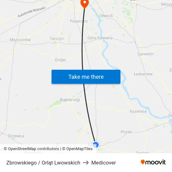 Zbrowskiego / Orląt Lwowskich to Medicover map