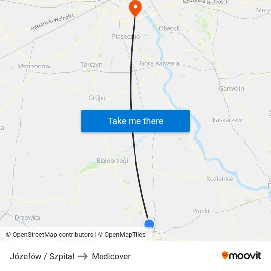 Józefów / Szpital to Medicover map