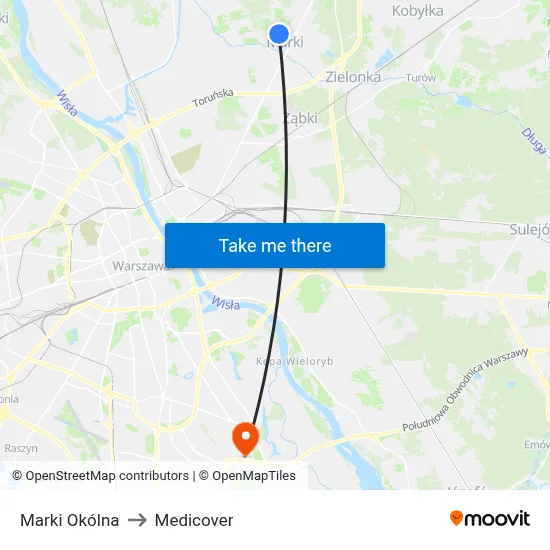 Marki Okólna to Medicover map