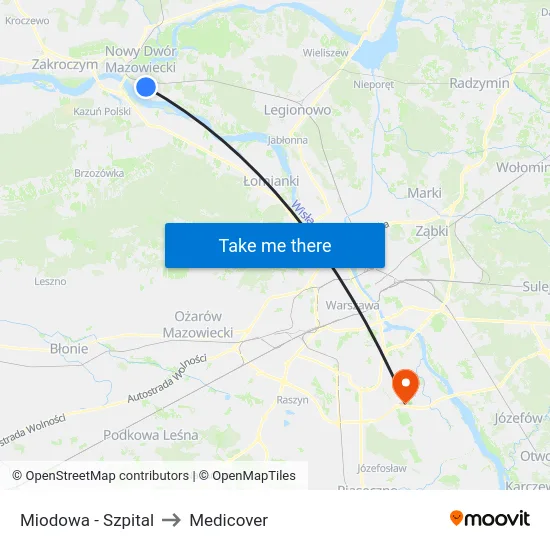 Miodowa - Szpital to Medicover map