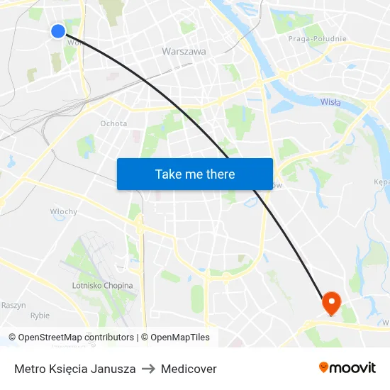 Metro Księcia Janusza to Medicover map