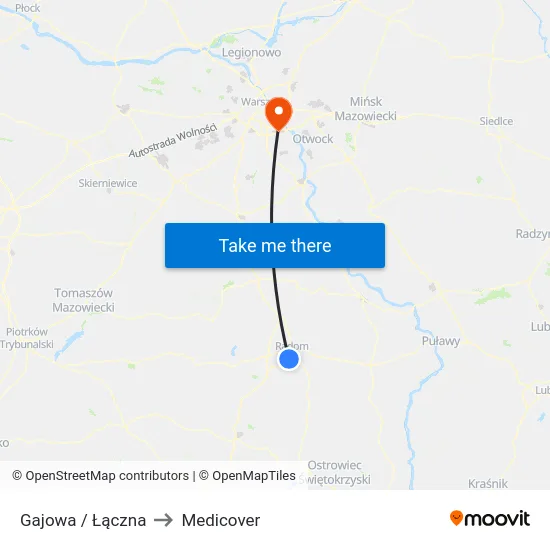 Gajowa / Łączna to Medicover map