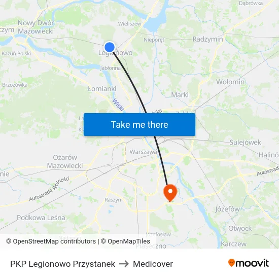 PKP Legionowo Przystanek to Medicover map