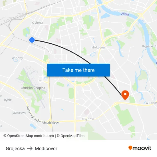 Grójecka to Medicover map