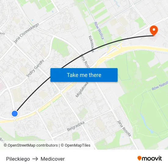 Pileckiego to Medicover map