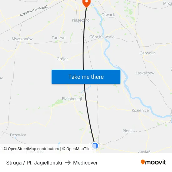 Struga / Pl. Jagielloński to Medicover map