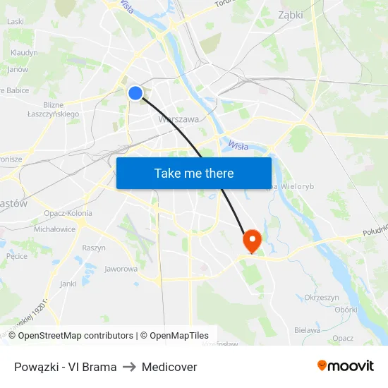 Powązki - VI Brama to Medicover map