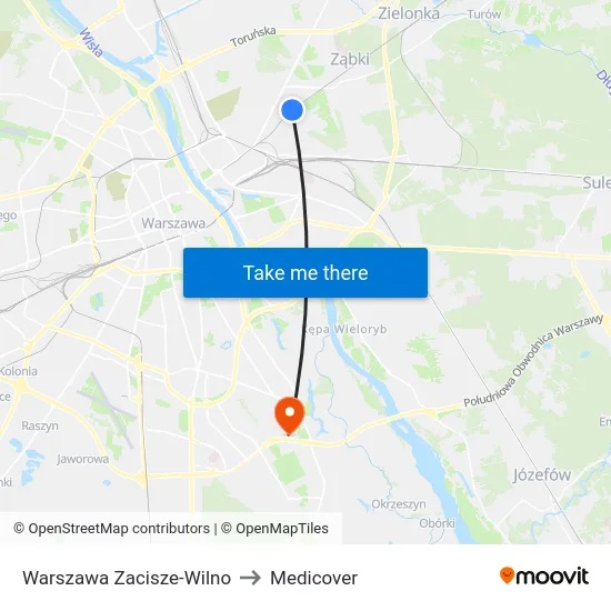 Warszawa Zacisze-Wilno to Medicover map