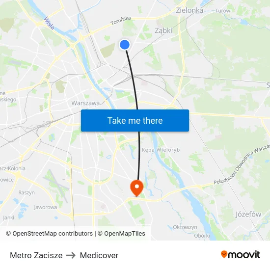 Metro Zacisze to Medicover map
