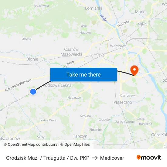 Grodzisk Maz. / Traugutta / Dw. PKP to Medicover map