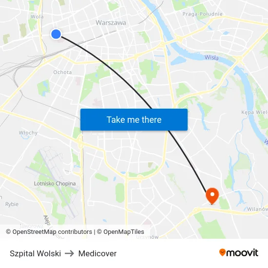Szpital Wolski to Medicover map