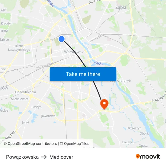 Powązkowska to Medicover map