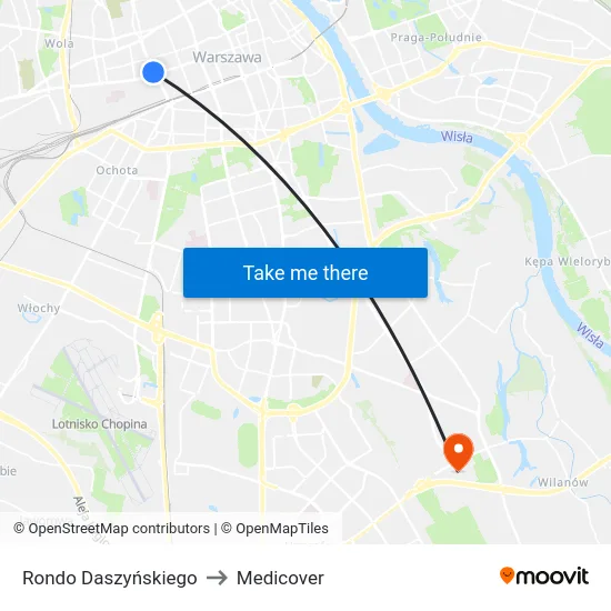 Rondo Daszyńskiego to Medicover map