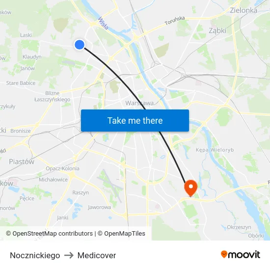 Nocznickiego to Medicover map