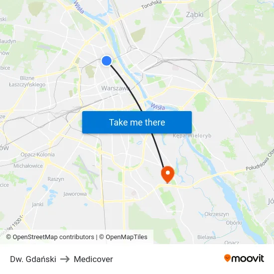 Dw. Gdański to Medicover map