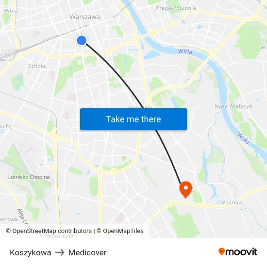 Koszykowa to Medicover map