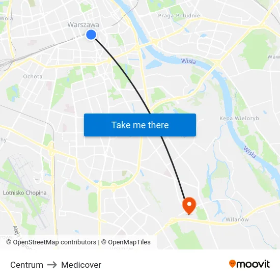 Centrum to Medicover map