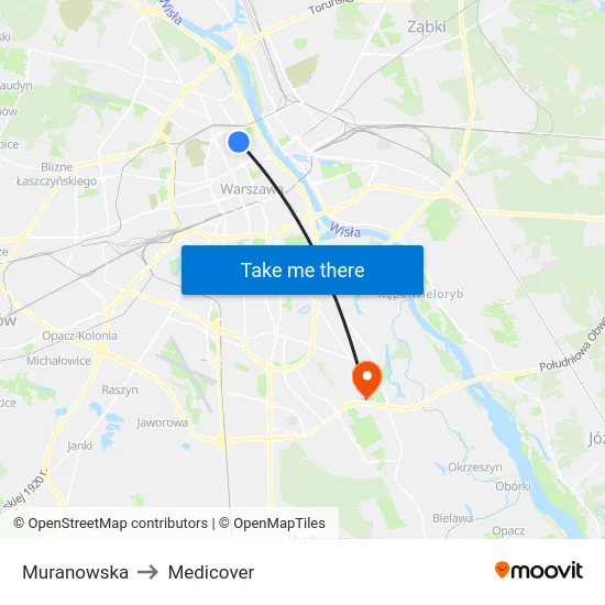 Muranowska to Medicover map