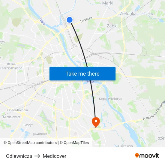 Odlewnicza to Medicover map