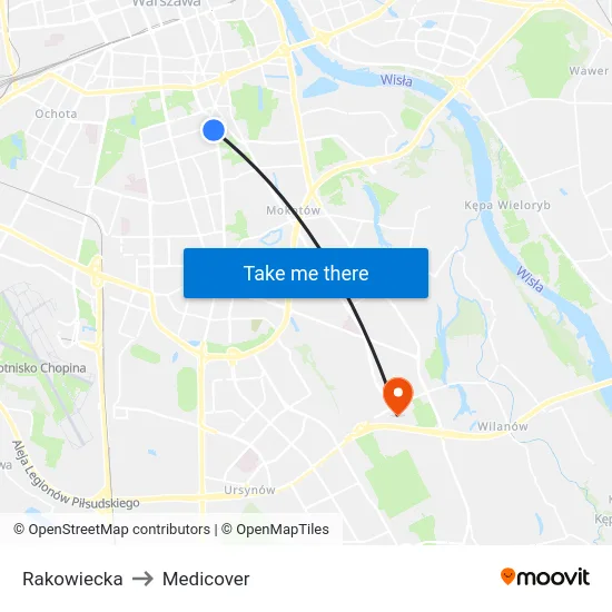 Rakowiecka to Medicover map