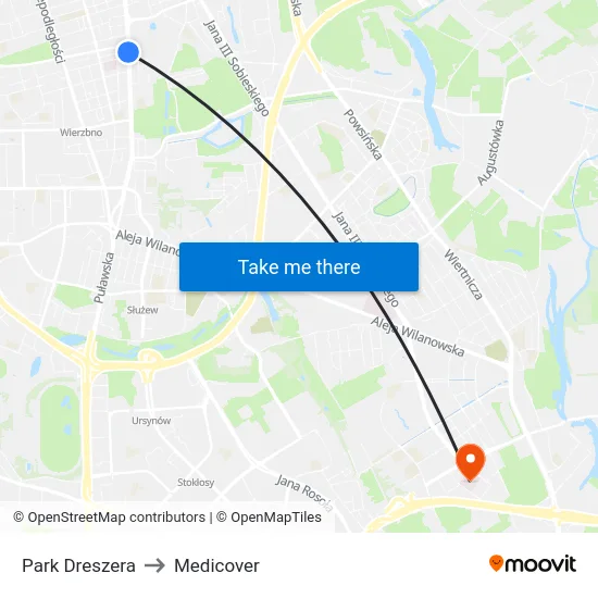 Park Dreszera to Medicover map