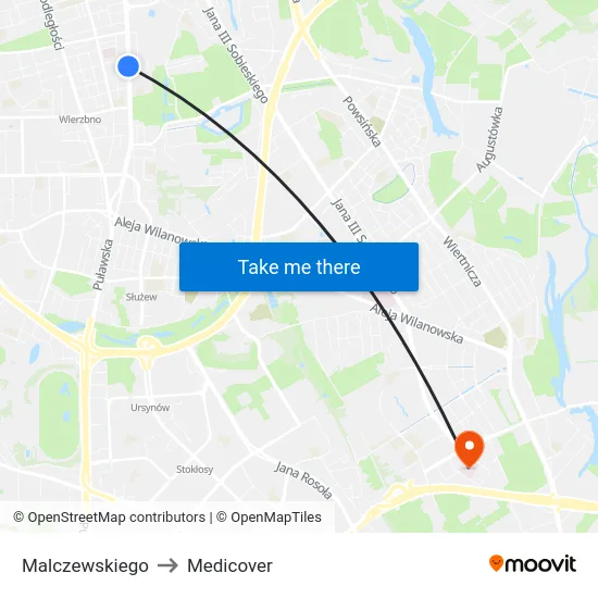 Malczewskiego to Medicover map