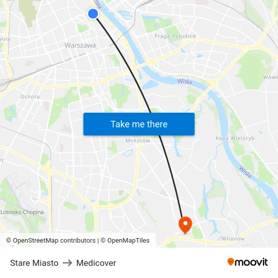 Stare Miasto to Medicover map