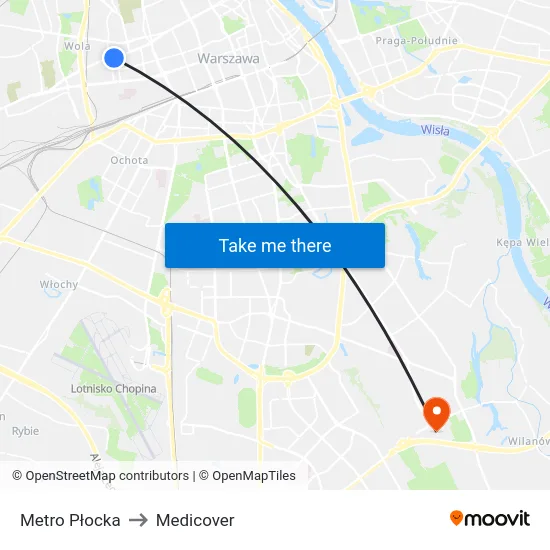Metro Płocka to Medicover map