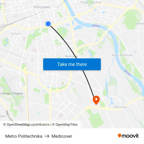Metro Politechnika to Medicover map