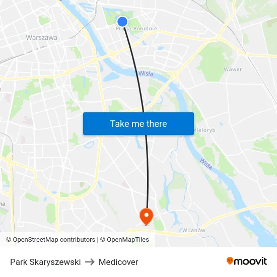 Park Skaryszewski to Medicover map