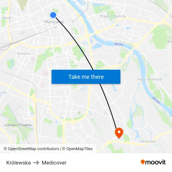 Królewska to Medicover map