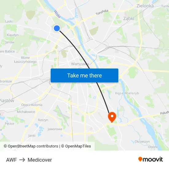 AWF to Medicover map