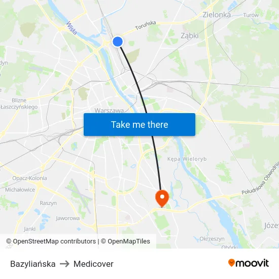 Bazyliańska to Medicover map