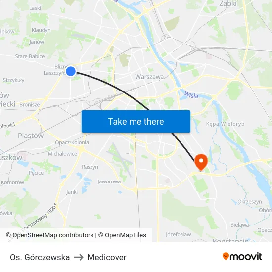 Os. Górczewska to Medicover map