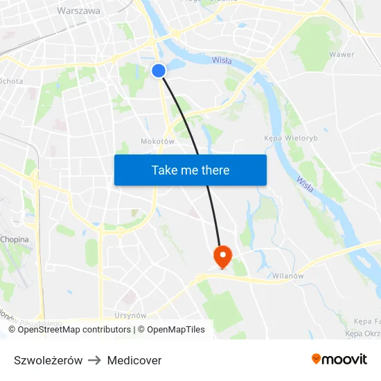 Szwoleżerów to Medicover map