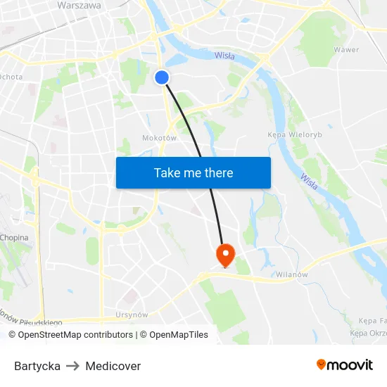Bartycka to Medicover map