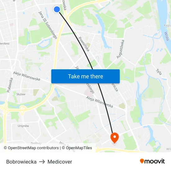 Bobrowiecka to Medicover map