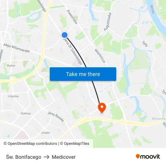 Św. Bonifacego to Medicover map